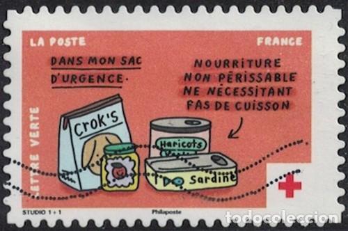 Sellos: France 2026 Oblit&eacute;r&eacute; Used Croix Rouge Sac d'urgence Nourriture non p&eacute;rissable sans cuisson Y&T FR 27