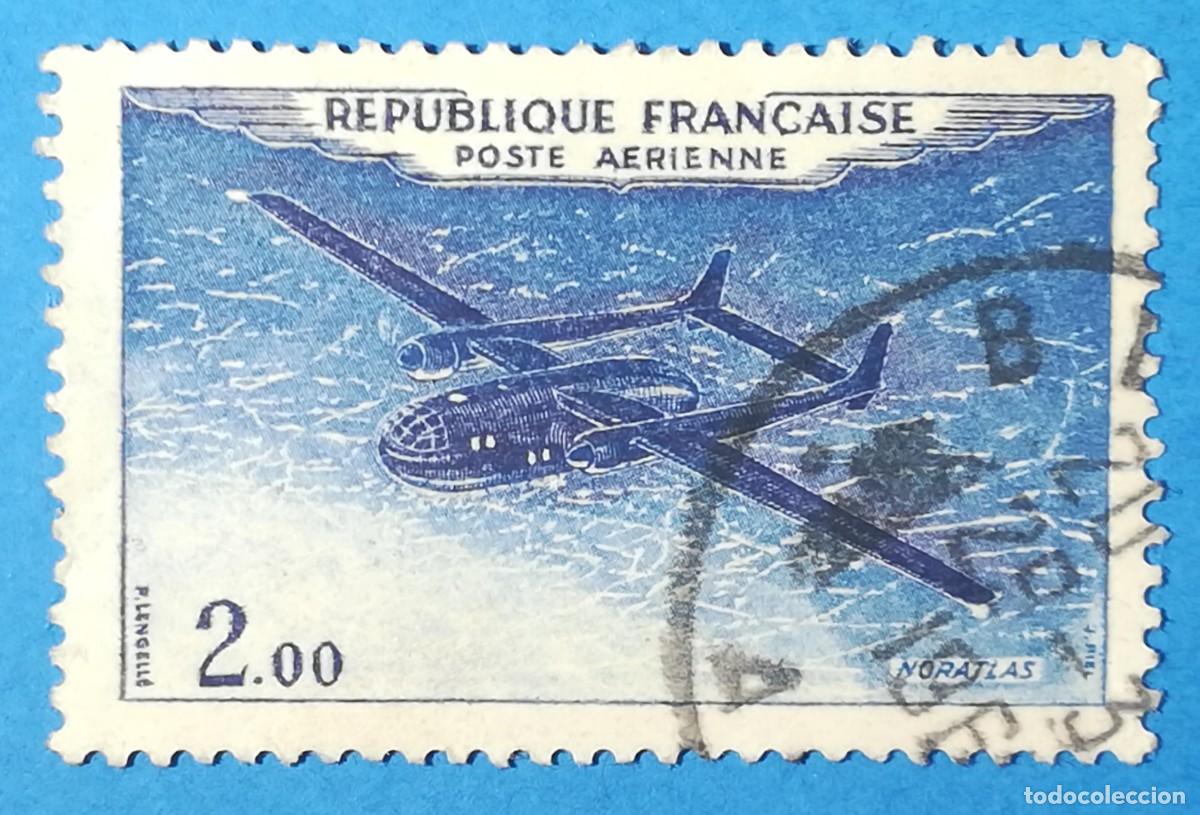 Sellos: Francia. Correo a&eacute;reo. Avi&oacute;n Nord 2501 Noratlas. Yvert 31.