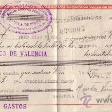 Sellos: ESPAÑA. VALENCIA. 1942. LETRA DE CAMBIO REINTEGRADA CON DOS SELLOS FISCALES. MAGNÍFICA.