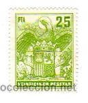 Briefmarken: POLIZA 25 PESETAS (PTA), F.N.M.T., 27 X 34 MM.