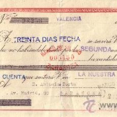 Sellos: VALENCIA. 1944. LETRA DE CAMBIO DE FALANGE REINTEGRADA CON SELLO FISCAL. MAGNÍFICA.. Lote 36142912