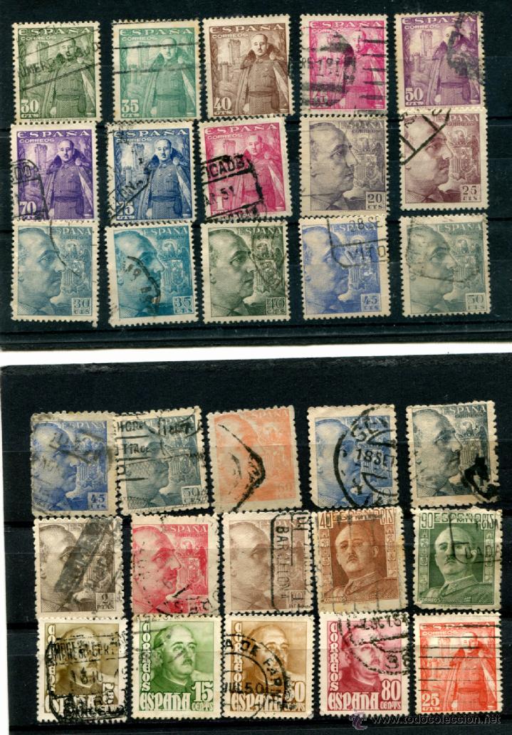 Sellos: 53 sellos diferentes de Franco, primer centenario. Matassellados.Ver descripción