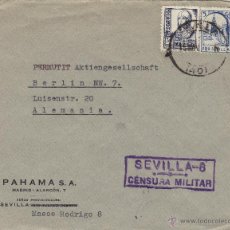 Francobolli: CARTA MEMB PAHAMA S.A. - CENSURA MILITAR SEVILLA 6 - 1937 DESTINO ALEMANIA. Lote 41282720