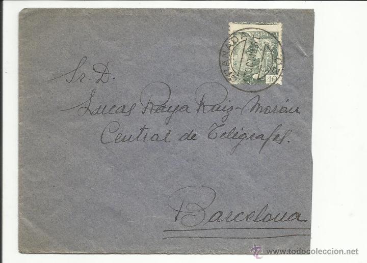 Sellos: circulada 1942 de granada a barcelona - Foto 1