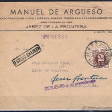 Sellos: 1947.- JEREZ DE LA FRONTERA A ALICANTE