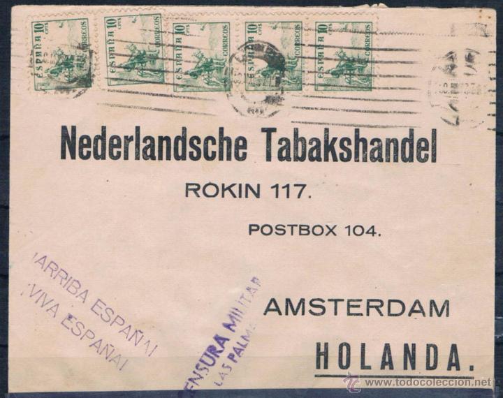 Sellos: 1937.- LAS PALMAS A AMSTERDAM - Foto 1
