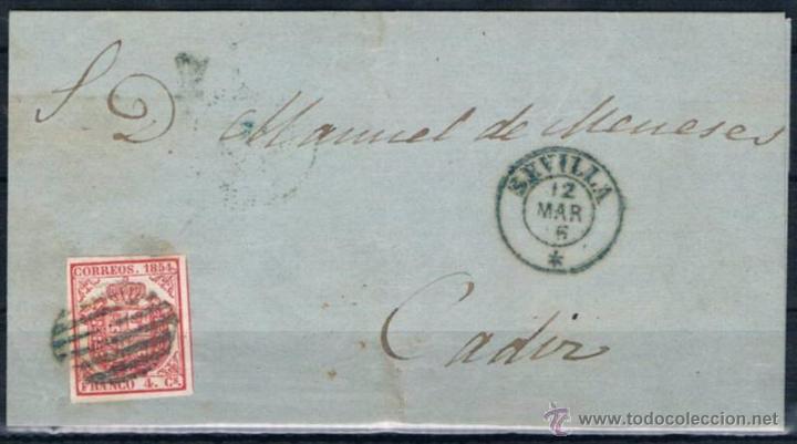 Sellos: 1855.- SEVILLA A C&Aacute;DIZ - Foto 1