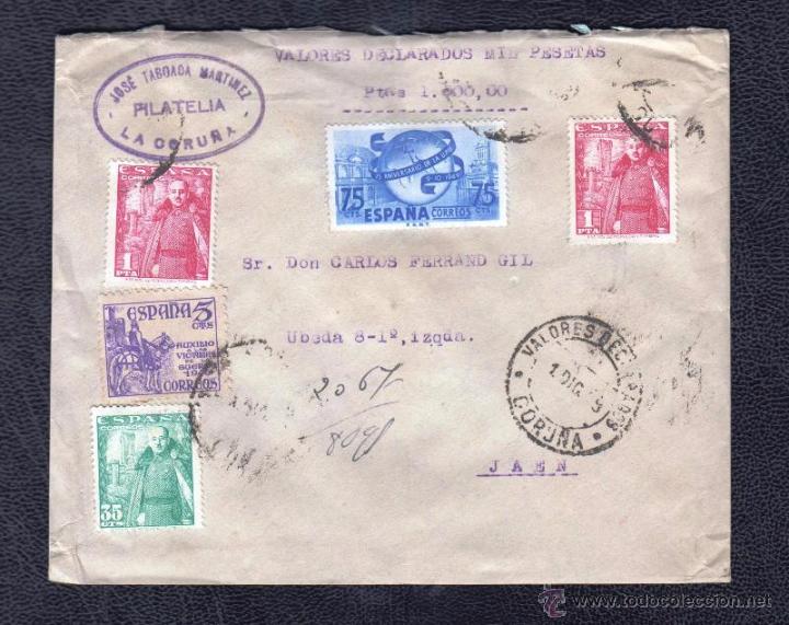 Sellos: 1949.-LA CORU&Ntilde;A A JAEN - Foto 1