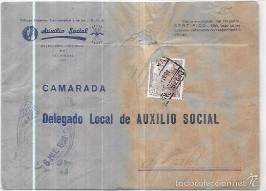 Sellos: SOBRE DE AUXILIO SOCIAL. - Foto 1