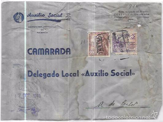 Sellos: SOBRE DE AUXILIO SOCIAL. - Foto 1