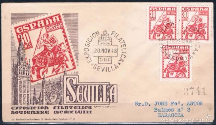 Sellos: 1948.- SEVILLA A ZARAGOZA - Foto 1
