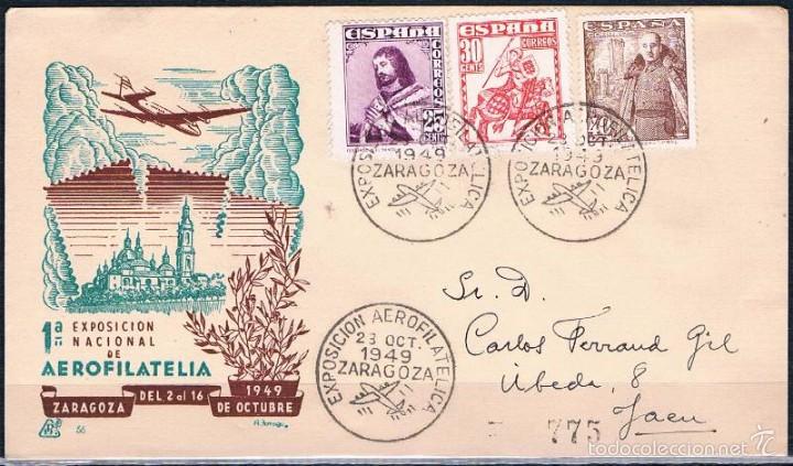 Sellos: 1949.-  ZARAGOZA A JA&Eacute;N - Foto 1