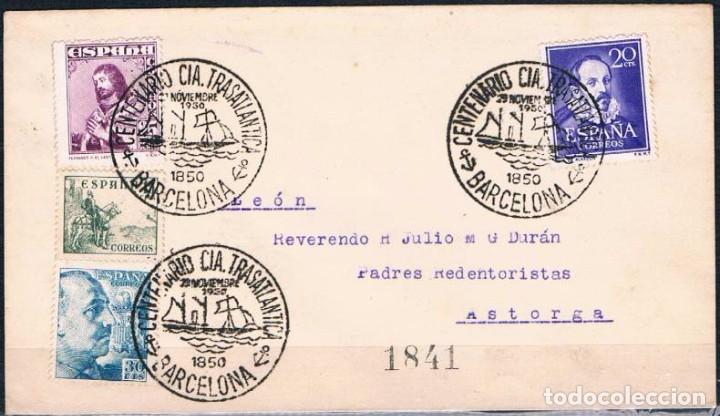 Sellos: 1950.- BARCELONA A ASTORGA (LE&Oacute;N) - Foto 1