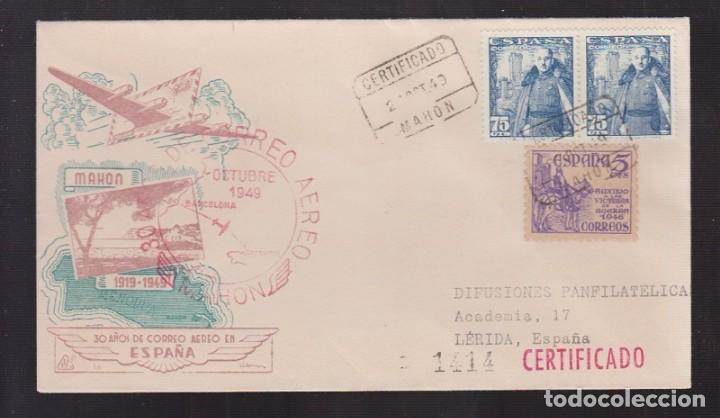 Sellos: 1949.- MAHON (BALEARES) A LERIDA - Foto 1