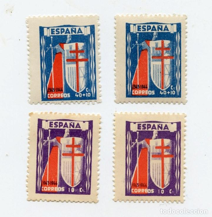 Sellos: 4 sellos Pro tuberculosis Cruz de Lorena 1943 - Foto 1