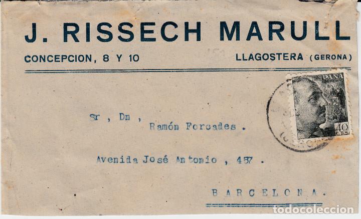 Sellos: SOBRE COMERCIAL DE J. RISSECH MARULL EN LLAGOSTERA - Foto 1