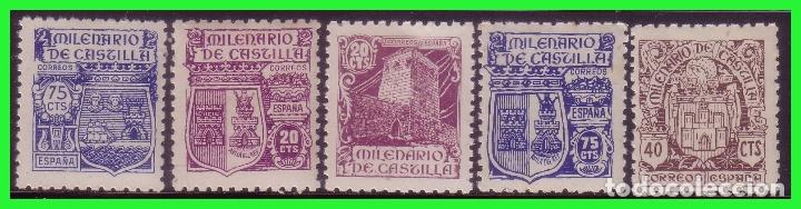 Francobolli: 1944 Milenario de Castilla, EDIFIL n&ordm; 975 a 977, 980 y 982 * *