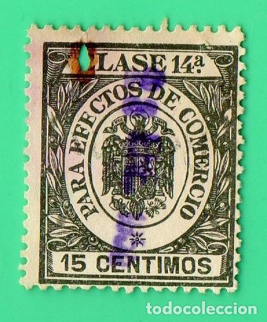 Sellos: sello para efectos de comercio clase 14a , 15 centimos. - Foto 1