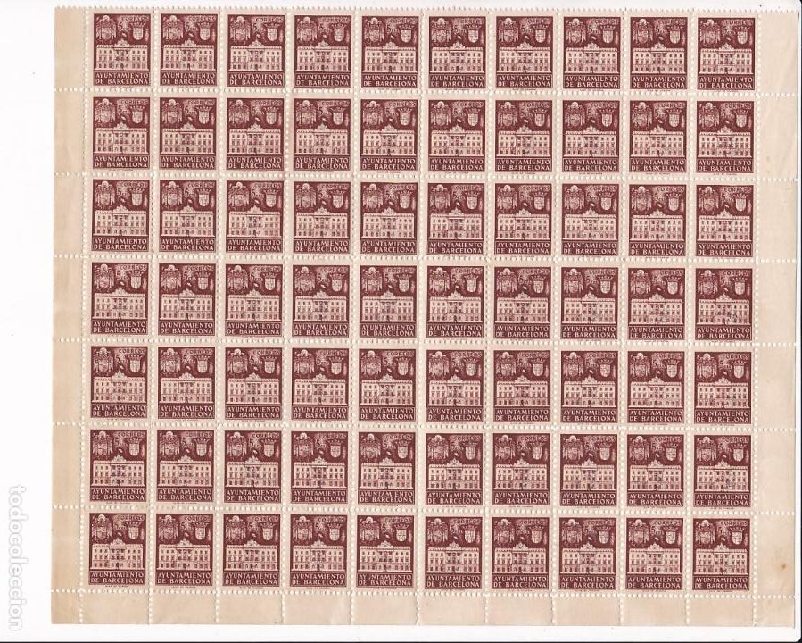 Briefmarken: GP20- Ayuntamiento Barcelona Edifil 33n Bloque 70 Sellos ** Sin Fijasellos . VARIEDAD