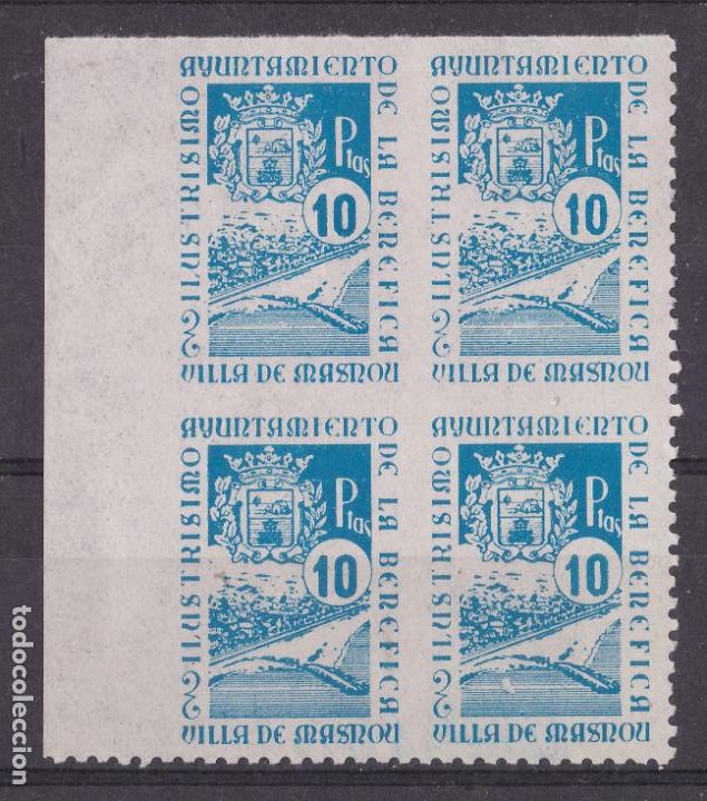 Francobolli: MM24- Fiscales Locales EL MASNOU 10 ptas .B4 Variedad Dentado ** Sin Fijasellos.. Perfectos