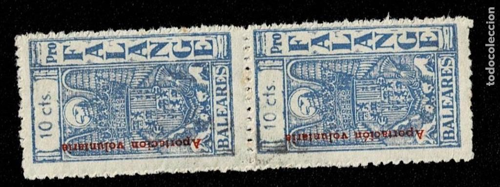 Sellos: 0058 Guerra Civil BALEARES PRO FALANGE Fesofi N&ordm; 20 Pareja VERTICAL (CON Y SIN ACENTO) valor 10 cts