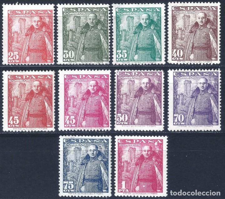 Sellos: EDIFIL 1024-1032 GENERAL FRANCO Y CASTILLO DE LA MOTA 1948 (S. COMPLETA) VALOR CAT&Aacute;LOGO: 30 &euro;. MLH.