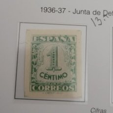 Sellos: SELLO DE ESPAÑA 1936-37 JUNTA DE DEFENSA NACIONAL CIFRAS 1 CTS EDIFIL 802. Lote 293790378