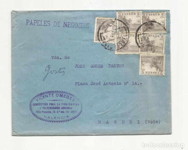 Sellos: circulada 1948 de valencia a manuel - Foto 1