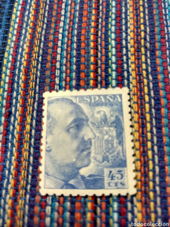 Sellos: 45 C&Eacute;NTIMOS AZUL GENERAL FRANCO - Foto 1