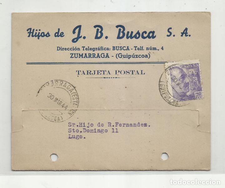 TARJETA POSTAL CIRCULADA 1944 DE ESTACION DE ZUMARRAGA GUIPUZCOA A LUGO (Sellos - España - Estado Español - De 1.936 a 1.949 - Cartas)