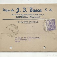 Francobolli: TARJETA POSTAL CIRCULADA 1944 DE ESTACION DE ZUMARRAGA GUIPUZCOA A LUGO. Lote 303889923