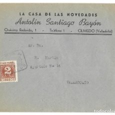 Sellos: 1942 CARTA SOBRE OLMEDO (VALLADOLID). MATASELLOS CAJA POSTAL DE AHORROS. IMPRESOS
