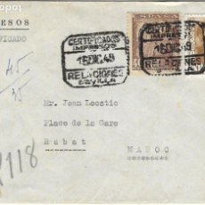 Sellos: 1948 CARTA SOBRE IMPRESOS CERTIFICADO BARCELONA A RABAT, MARRUECOS.