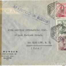 Sellos: 1944 CARTA SOBRE MADRID A USA. CENSURA 2ª GUERRA MUNDIAL