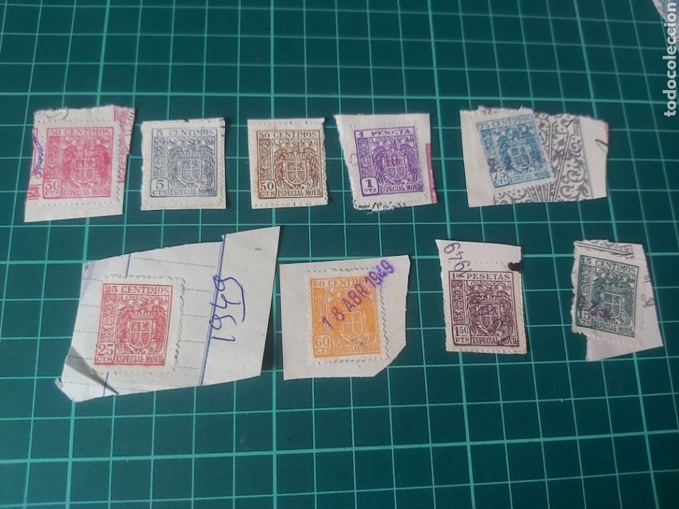 Briefmarken: Especial m&oacute;vil p&oacute;liza vi&ntilde;eta fiscal &aacute;guila estado espa&ntilde;ol usados 1949/1950