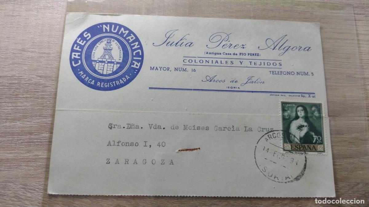 Sellos: Julia P&eacute;rez Algora. Caf&eacute;s Numancia. Soria. - Foto 1