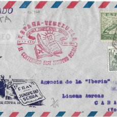 Sellos: 1950 CARTA SOBRE CERTIFICADO MADRID A CARACAS, VENEZUELA. VUELO DIRECTO, CORREO AÉREO