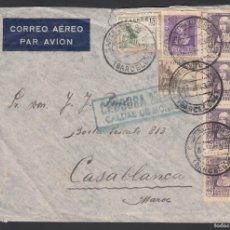 Francobolli: 1939, CASTELLTERSOL (BARCELONA) A MARRUECOS, CENSURA MILITAR CALDAS DE MONTBUY. CORREO AÉREO.
