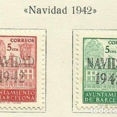Sellos: ESPAÑA 1942 - AYUNTAMIENTO DE BARCELONA - NAVIDAD - EDIFIL 40/41*. Lote 402481559