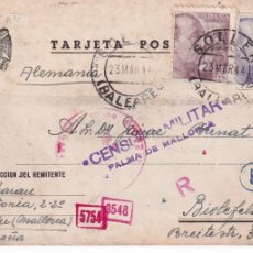 Sellos: 1944 CARTA TARJETA SOLLER, MALLORCA A ALEMANIA II GUERRA MUNDIAL. CENSURA NAZI