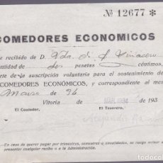 Sellos: F31-59 -RECIBO COMEDORES ECONOMICOS VITORIA 1934