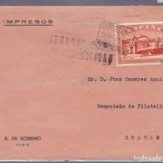 Sellos: F31-56 -CERTIFICADO CADIZ -GRANADA .1937 CON EDIFIL 836. RARISIMO CIRCULADO