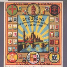 Sellos: F31-19- POSTAL PATRIÓTICA AGENCIA FILATELICA ARAGONESA- ZARAGOZA-YUGOESLAVIA 1937