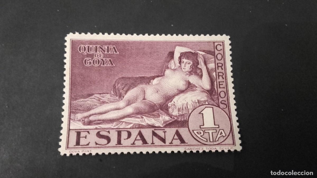 Sellos: ancien et rare timbre Espagne : Quinia de Goya 1 PTA , neuf