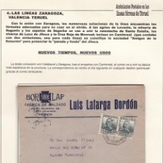 Francobolli: CM3-61-CARTA SEGORBE VALENCIA -IGUALADA 1935. AMBULANTE TERUEL - VALENCIA MIX . VER DESCRIPCIÓN
