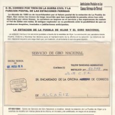 Francobolli: CM3-57-CARTA GIRO NACIONAL PUEBLA DE HIJAR ESTACION - ALCAÑIZ (TERUEL) AMBULANTES . VER DESCRIPCIÓN