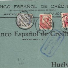 Sellos: FA8621. CENSURAS - 1937, CARTA CIRCULADA CON CUÑO DE CENSURA MILITAR DE BADAJOZ A HUELVA