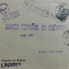 Francobolli: ESPAÑA AÑO 1939 SOBRE CIRCULADO DE LINARES (JAÉN) A BARCELONA CENSURADA EDIFIL 870