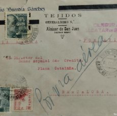 Francobolli: ESPAÑA AÑO 1939 SOBRE COMERCIAL CIRCULADO DE ALCÁZAR DE SAN JUAN A BARCELONA