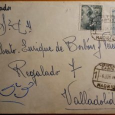 Sellos: NOBLEZA. 1946. CARTA CERTIFICADA MADRID VALLADOLID A ALBERTO ENRIQUE DE BORBÓN Y PÉREZ DEL PULGAR